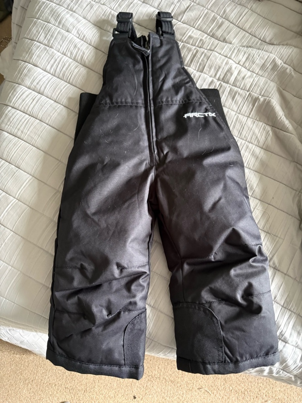 Arctic Black Insulated Kids Snow Bib Overalls and Dino jacket